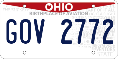 OH license plate GOV2772