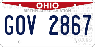 OH license plate GOV2867
