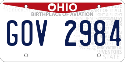 OH license plate GOV2984