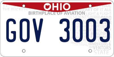OH license plate GOV3003
