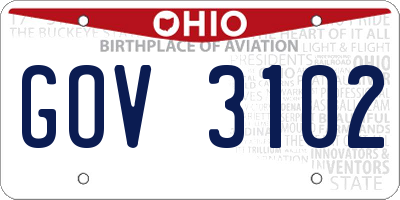 OH license plate GOV3102