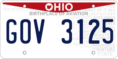 OH license plate GOV3125