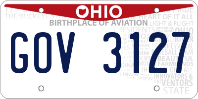 OH license plate GOV3127