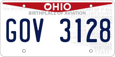 OH license plate GOV3128