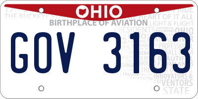 OH license plate GOV3163