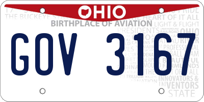 OH license plate GOV3167