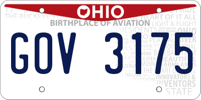 OH license plate GOV3175