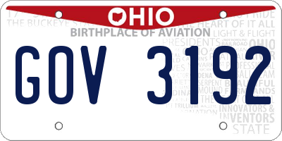 OH license plate GOV3192