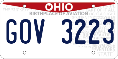 OH license plate GOV3223