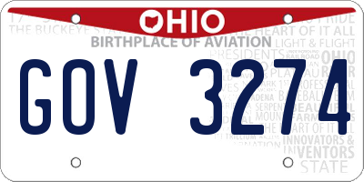OH license plate GOV3274