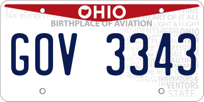 OH license plate GOV3343
