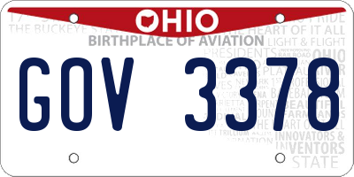 OH license plate GOV3378
