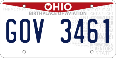 OH license plate GOV3461