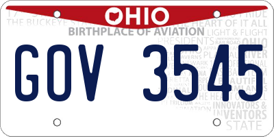 OH license plate GOV3545