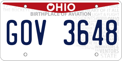 OH license plate GOV3648