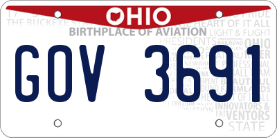 OH license plate GOV3691