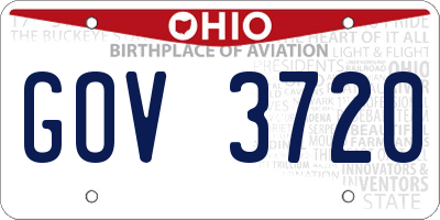 OH license plate GOV3720