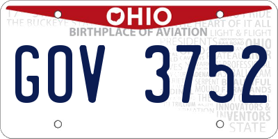 OH license plate GOV3752