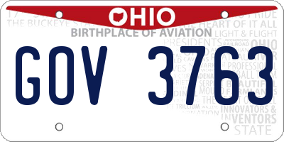 OH license plate GOV3763