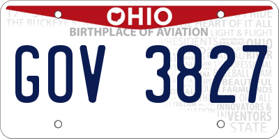 OH license plate GOV3827