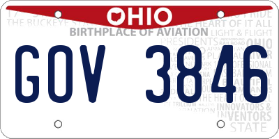 OH license plate GOV3846
