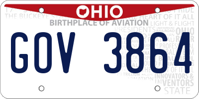 OH license plate GOV3864