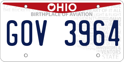 OH license plate GOV3964