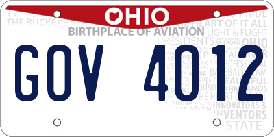 OH license plate GOV4012