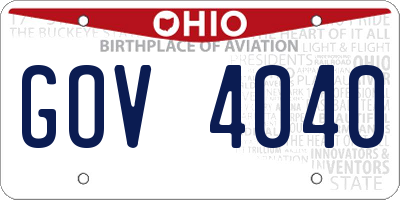 OH license plate GOV4040