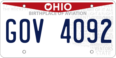 OH license plate GOV4092