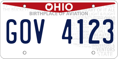 OH license plate GOV4123
