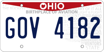 OH license plate GOV4182