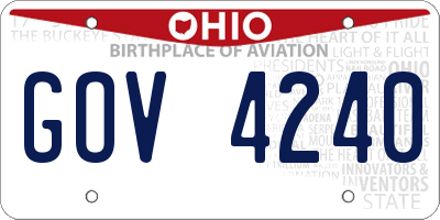 OH license plate GOV4240