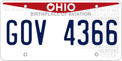 OH license plate GOV4366