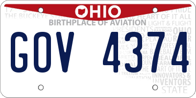 OH license plate GOV4374