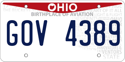 OH license plate GOV4389