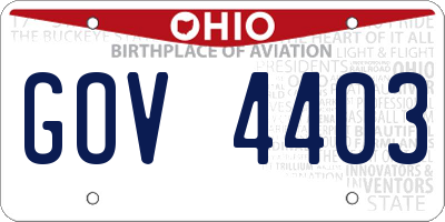 OH license plate GOV4403