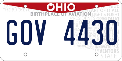 OH license plate GOV4430