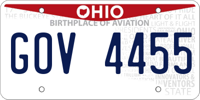 OH license plate GOV4455
