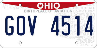 OH license plate GOV4514