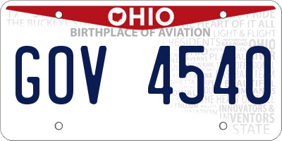 OH license plate GOV4540