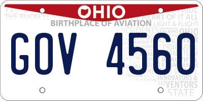 OH license plate GOV4560