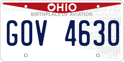 OH license plate GOV4630
