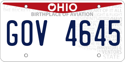 OH license plate GOV4645