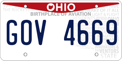 OH license plate GOV4669