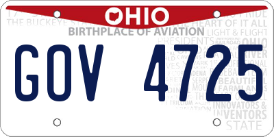 OH license plate GOV4725
