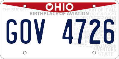 OH license plate GOV4726