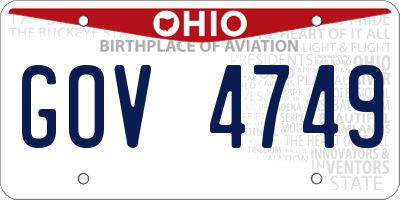 OH license plate GOV4749