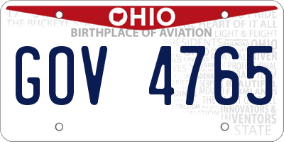 OH license plate GOV4765