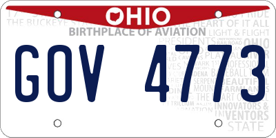 OH license plate GOV4773